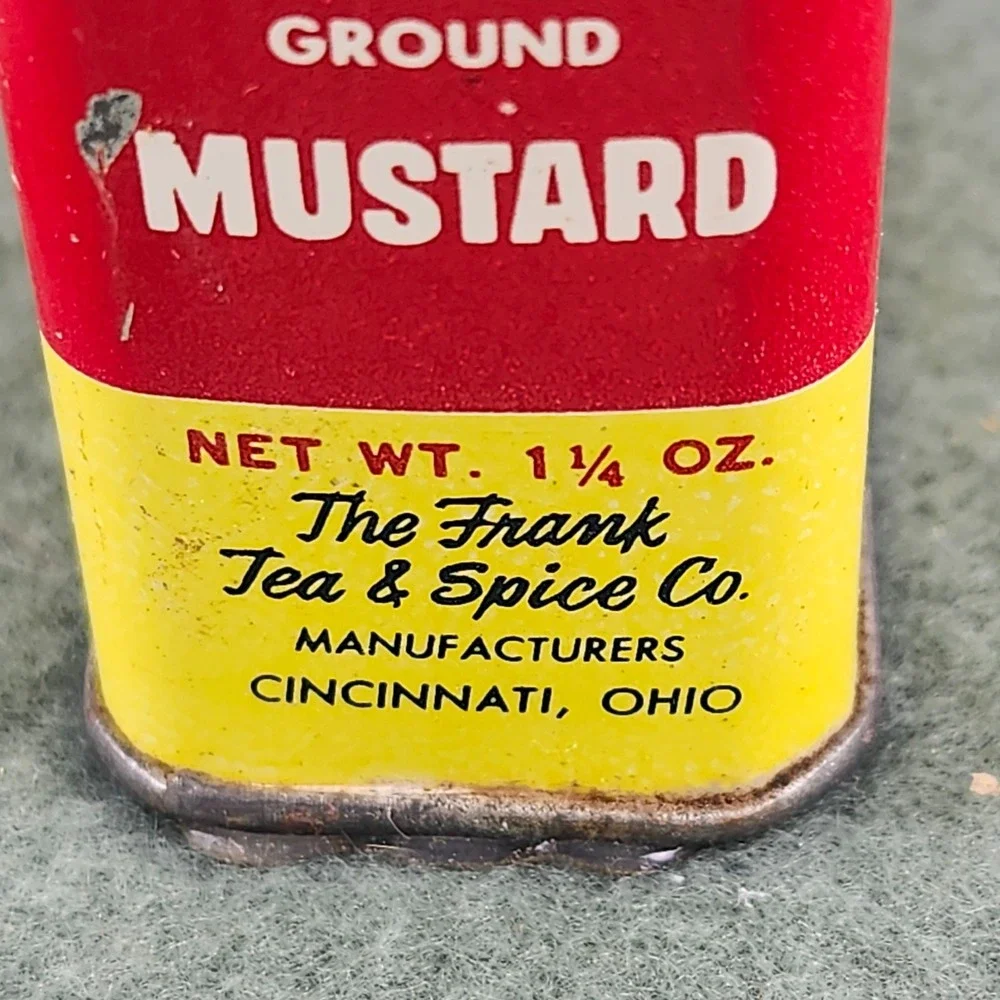 Vintage Franks Dove Brand Ground Mustard Spice Tin-Cincinnati Ohio